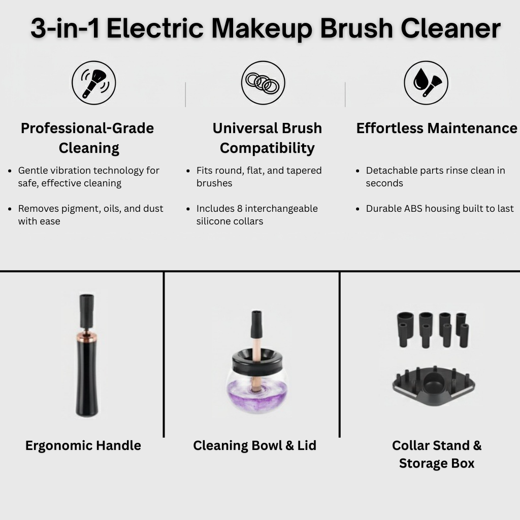 3-in-1 Electric Makeup Brush Cleaner
